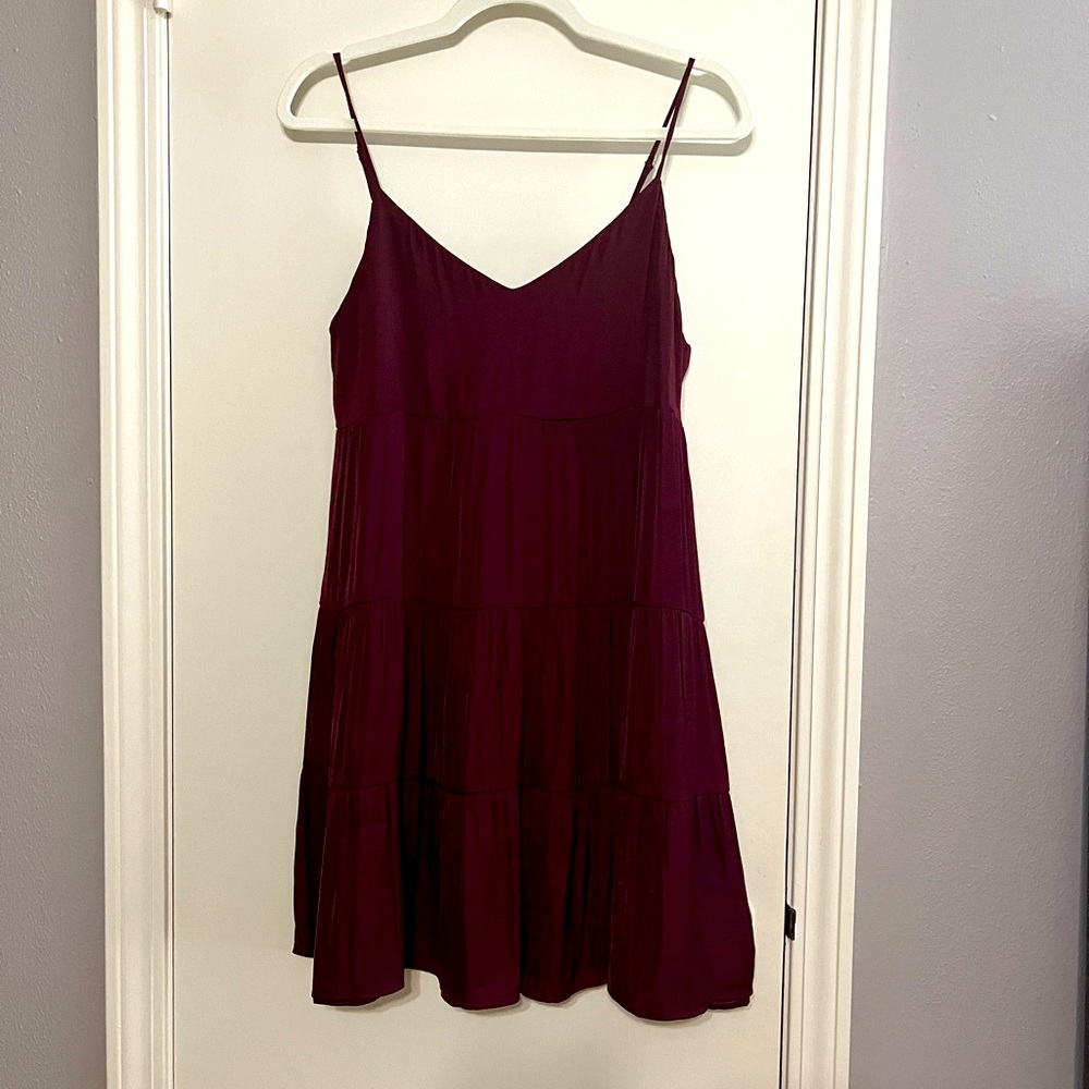 Naked Zebra babydoll dress in burgundy